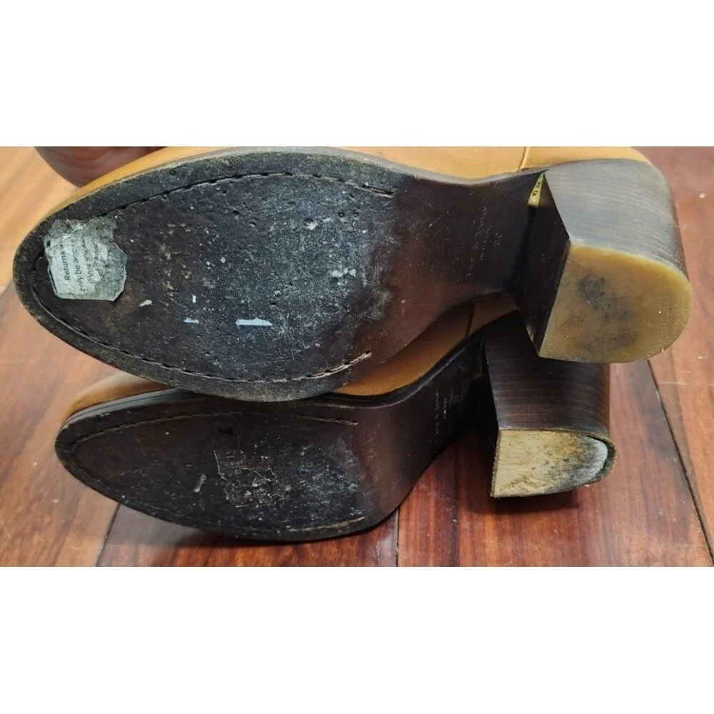 Rag & Bone New York Women’s Leather Ankle Boots Tan Heeled Booties Zip Back 39 - Picture 10 of 16